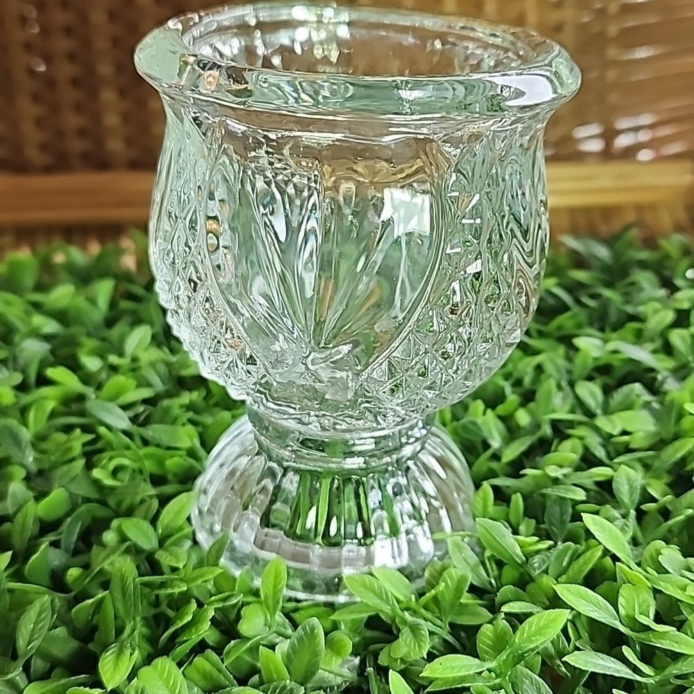 Vintage 80's Tulip Shape Faceted Glass Avon Votive/Taper Candle Holder